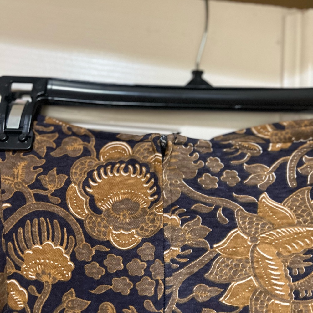 VNTG Claudine Bueché brown strapless floral cotton couchette pockets dress sz 10 - Picture 8 of 15